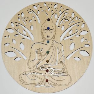 Bouddha 7 chakras sur socle avec ou sans pierres