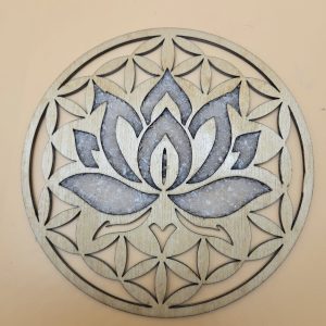 Support avec Lotus rempli de Cristal de Roche