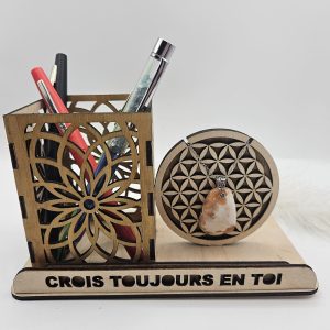 Porte-crayons + fleur de vie